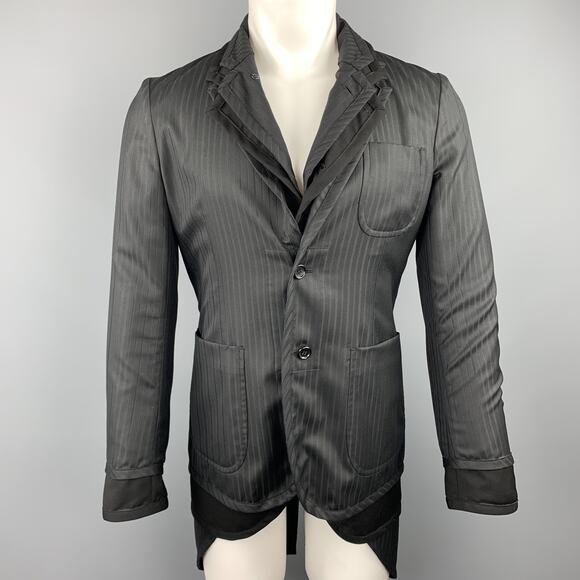 COMME des GARCONS HOMME PLUS Size S Black Mixed Fabrics Wool Blend Coat - Picture 1 of 1